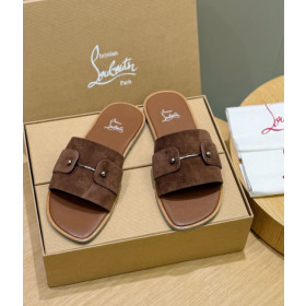 Christian Louboutin Chambelimule Mules Suede Calf Leather Terra
