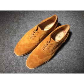 Christian Louboutin Charlie Me Derby Flat Suede Leather Indiana Brown