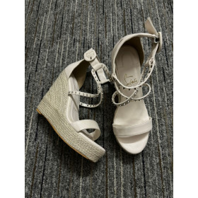 Christian Louboutin Chocazeppa Spikes Espadrille Wedges 120mm White