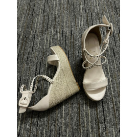 Christian Louboutin Chocazeppa Spikes Espadrille Wedges 120mm White
