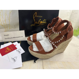 Christian Louboutin Chocazeppa Spikes Sandals 120mm Calf Leather Brown