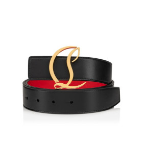Christian Louboutin Cl Logo Belt 35mm Smooth Calf Leather Black