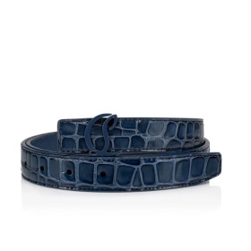 Christian Louboutin Cl Logo Women Belt 25mm Alligator-Embossed Calf Leather Blue