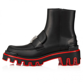 Christian Louboutin Cl Moc Booty Dune Boots Calf Leather Black