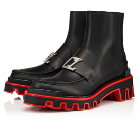 Christian Louboutin Cl Moc Booty Dune Boots Calf Leather Black