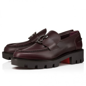 Christian Louboutin CL Moc Lug Loafers Calf Leather Merlot