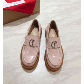 Christian Louboutin CL Moc Lug Loafers Calf Leather Pink