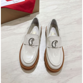 Christian Louboutin CL Moc Lug Loafers White Calf Leather
