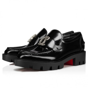 Christian Louboutin Cl Moc Lug Strass Loafers Calf Leather Black