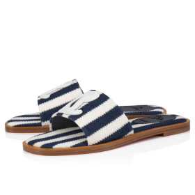 Christian Louboutin Cl Mule Mules Malha Printed Fabric Blue