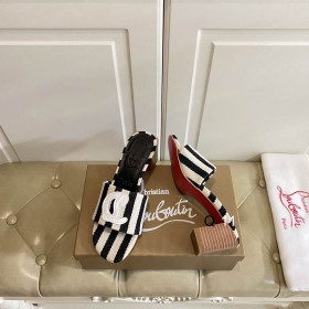 Christian Louboutin CL Mules 50mm Malha Printed Fabric Black