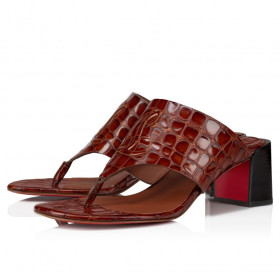 Christian Louboutin Cl Tongamule 55 Mm Mules Alligator Embossed Calf Leather Acajou