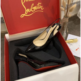 Christian Louboutin Clare Sling 80mm Pumps Patent Leather Black
