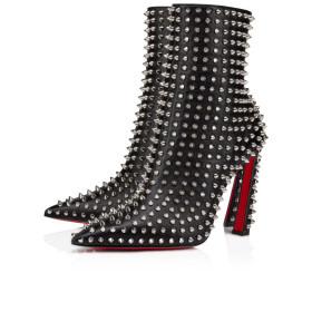 Christian Louboutin Condora Booty Spikes 100 Mm Low Boots Nappa Leather And Silver Spikes Black
