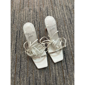 Christian Louboutin Condora Lacestrass 100mm Leather Sandals In White