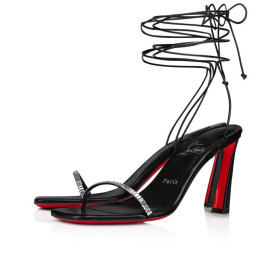 Christian Louboutin Condora Lacestrass 100mm Leather Sandals Black