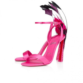 Christian Louboutin Condora Queen Plume 100 Mm Sandals Crepe Satin And Feathers Glam