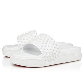 Christian Louboutin Pool Fun Men's Bianco/bianco Mat Leather Sandal