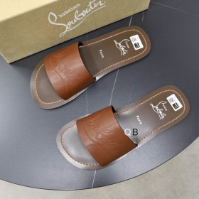 Christian Louboutin Coolraoul Slide Sandals Leather Brown