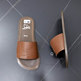 Christian Louboutin Coolraoul Slide Sandals Leather Brown
