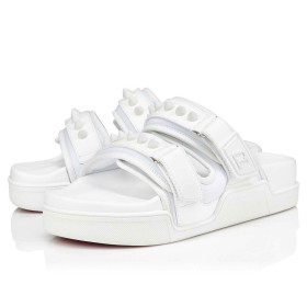 Christian Louboutin Daddy Pool Sandals Calf Leather White