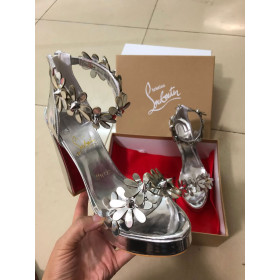 Christian Louboutin Daisy Spikes Alta Pumps 130mm Metallic Leather Silver