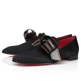 Christian Louboutin Dandelion Nomine Red Carpet Mocassins Crepe Satin Black