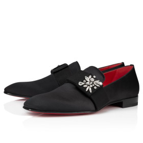 Christian Louboutin Dandelion Red Carpet Mocassins Crepe Satin Black