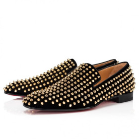 Christian Louboutin Dandelion Spikes Loafers Velvet Spikes Black