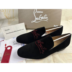 Christian Louboutin Dandelion Strass Loafer Suede Calf Leather Black