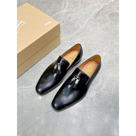 Christian Louboutin Dandelion Tassel Loafers Patinated Calf Leather Black