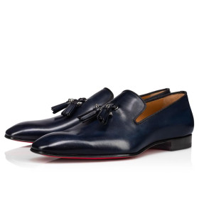 Christian Louboutin Dandelion Tassel Loafers Patinated Calf Leather Marine Blue