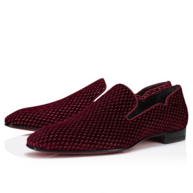 Christian Louboutin Dandy Chick Loafers Velvet Bordeaux