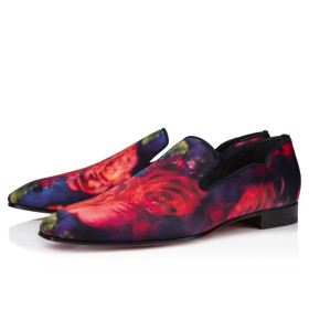 Christian Louboutin Dandy Chick W Loafers Roses Printed Crepe Satin Multicolor