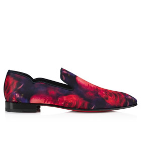 Christian Louboutin Dandy Chick W Loafers Roses Printed Crepe Satin Multicolor