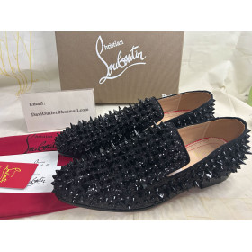 Christian Louboutin Dandy Pik Pik Flat Loafers Spikes Black