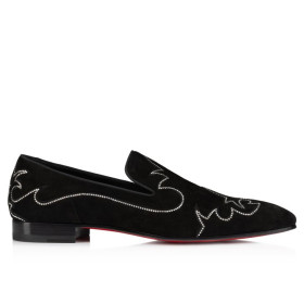 Christian Louboutin Dandysiago Loafers Veau Velours And Strass Black