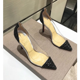 Christian Louboutin Debout 100mm Pumps PVC And Glitter Leather Black