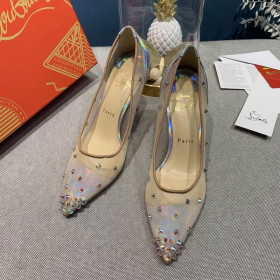 Christian Louboutin Degrastrass 100mm Crystal Spike-Embellished Pumps Mesh Silver