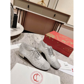 Christian Louboutin Degraginzbar Derby Shoes 30mm Crystal Mesh Silver