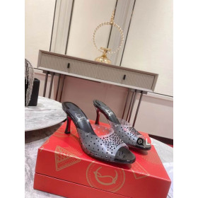 Christian Louboutin Degramule Embellished Mules 80mm PVC and Leather Black
