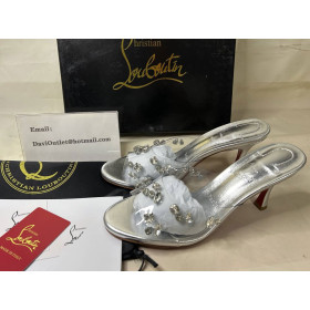 Christian Louboutin Degraqueen 85 Mm PVC Nappa Mules Crystal