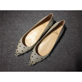 Christian Louboutin Degraspike Ballet Flats Glitter Fabric Silver