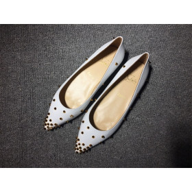 Christian Louboutin Degraspike Ballet Flats Nappa Leather White