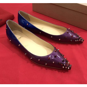 Christian Louboutin Degraspike Flats Spikes Patent Kid Leather Blue Purple