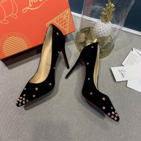 Christian Louboutin Degraspike Studded 100MM Suede Pumps Black