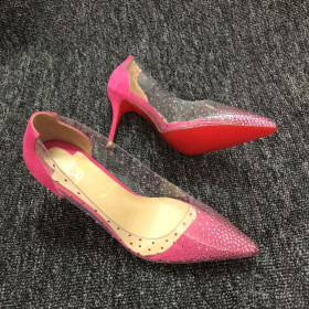 Christian Louboutin Degrastrass Pumps Suede and PVC Pink