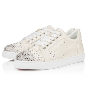 Christian Louboutin Degravieira Strass Sneakers Crepe Satin And Strass White