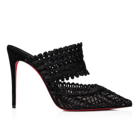 Christian Louboutin Deia 100mm Mules Fabric And Veau Velours Black