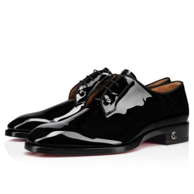 Christian Louboutin Derby Chambeliss Flat Black Patent Calf